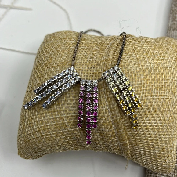 Victoria Wieck 925 Sterling Silver Multi-Gemstone Statement Necklace 🌈 - Picture 13 of 17